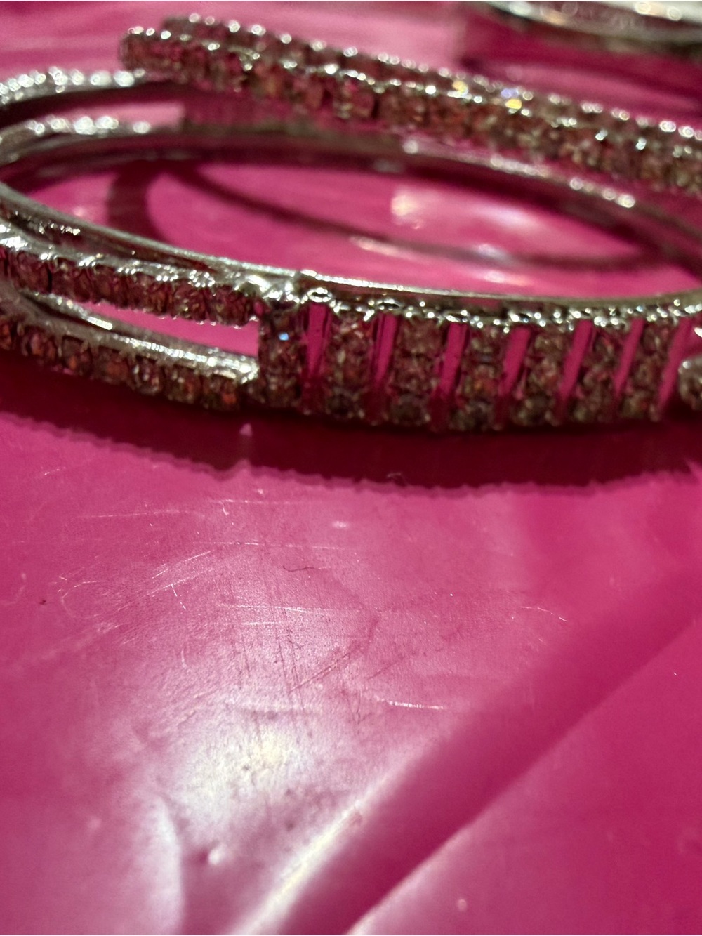 Silver Crystal-Accented Women’s Bangle Bracelet Set - Picture 9 of 9